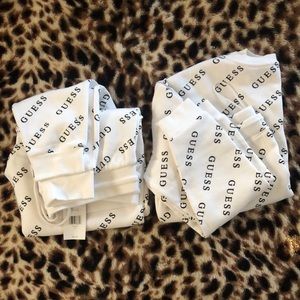 NWT GUESS WHITE/BLACK LOGO SWEAT SET MEDIUM